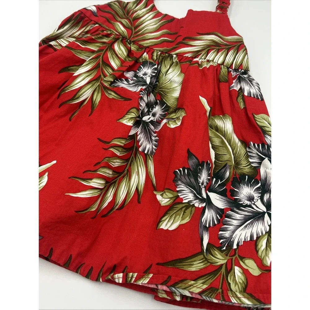 Vintage Aloha Republic Hawaiian Toddler Dress Red‎ Tropical Island Beach Summer